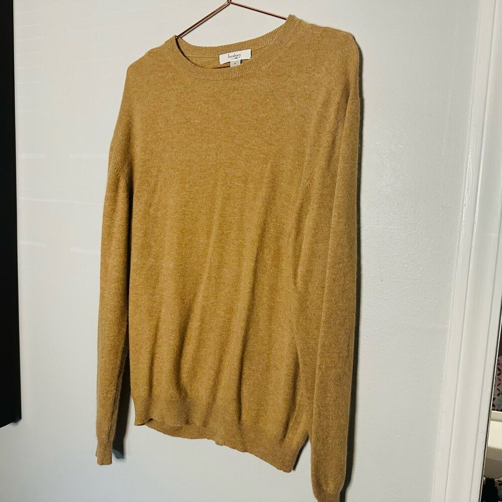 Turnbury Tan 100% Cashmere Long Sleeve Crewneck Sweater size Large